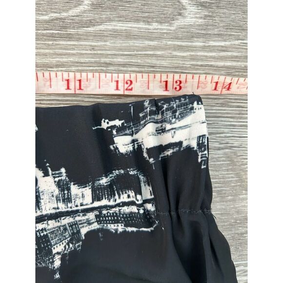 H&M EUC Patterned Satin Effect Set Shirt Pants Pajama Printed Navy White Size S - Picture 11 of 12